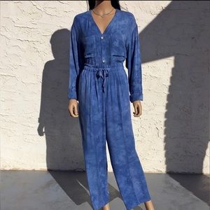 Vintage 80s Liz Claiborne Sky Tie Dye 2 Piece Pant Top Set